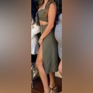 Two piece olive skirt set